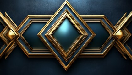 Gold and Blue Geometric Frames with a Center Diamond