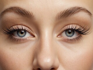 Close-up of a Woman's Eyes with Long Eyelashes