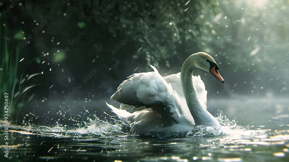 Wall mural swan realistic