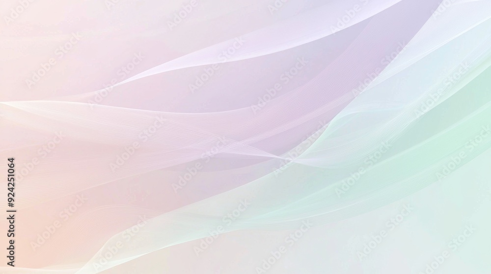 Poster pastel colored abstract background with flowing wavy lines creating a soft delicate feel, perfect fo