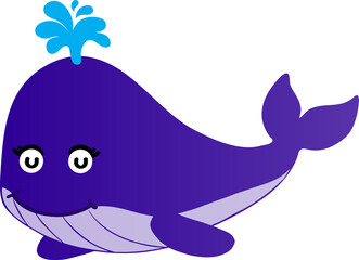 cute whale cartoon, sea animal