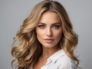 Fototapeta premium Portrait of a Young Woman with Blonde Hair and Makeup