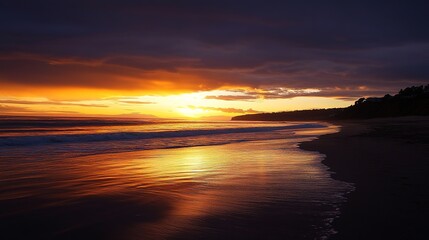 Obraz premium Darkened Sunset, Featuring a Dramatic Sky with Fading Light and Subtle Hues