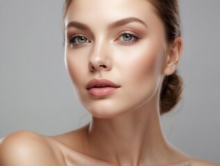 Obraz premium Close-up Portrait of a Woman with Natural Makeup
