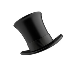 Black top hat isolated on a transparent background . Classic vintage hat.