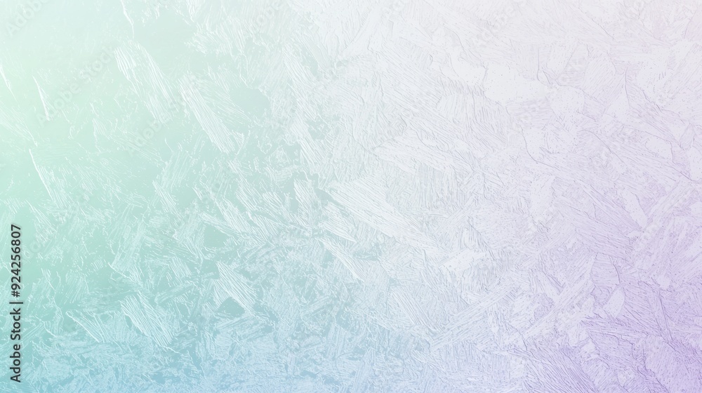 Poster light blue and purple background with a pattern resembling ice crystals on a frozen window, creating