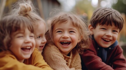 Fototapeta premium Children play together, enhancing teamwork, creativity, and friendship through fun activities.
