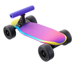 Purple and yellow kids caster board or skateboard isolated on transparent background