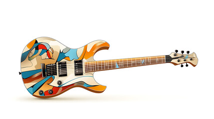 2. An iconic electric guitar depicted in a comic book style, with exaggerated features and striking colors 