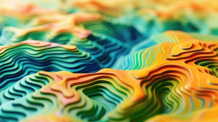 3D topographic map of a highland mountain and beach