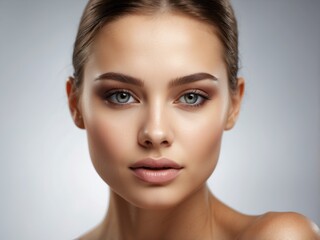 Obraz premium Close-up Portrait of a Young Woman with Blue Eyes