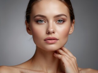 Close-up Portrait of a Woman with  Natural Makeup