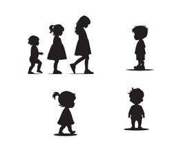 silhouettes of children vector
