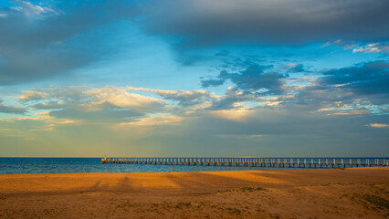 view of coast in sahl hasheesh at sunset for banner background