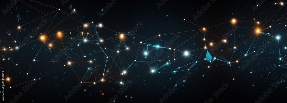 Poster abstract interconnected network with glowing nodes