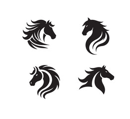 black and white horse vector
