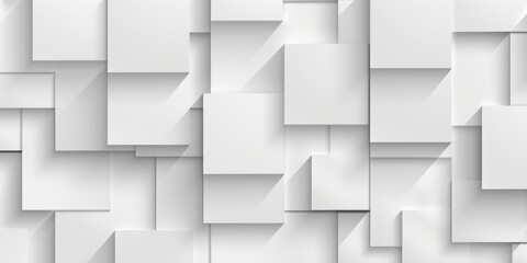 Abstract 3D geometric pattern featuring overlapping white square shapes with shadows, creating a modern and sophisticated visual effect.