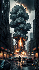 Fototapeta premium explosion in the middle of the city