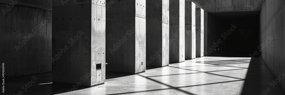 Aufkleber contemporary minimalist design showcasing the unique shapes of concrete columns in a structure.