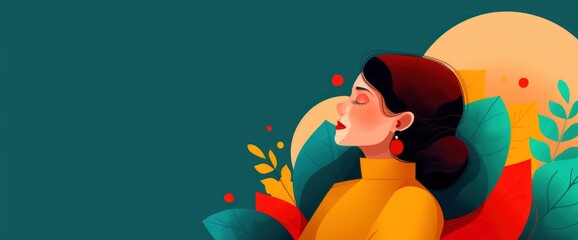 Woman Dealing With Emotional Distress And Depression, Captured In A Flat Design