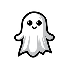 halloween ghost illustration vector with cartoon style isolated on white background