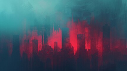 Fototapeta premium Abstract cityscape with vibrant colors evoking a futuristic atmosphere.