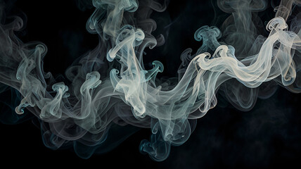 Fototapeta premium Abstract smoke misty fog on isolated black background. Texture overlays. Design element. Ai Generated