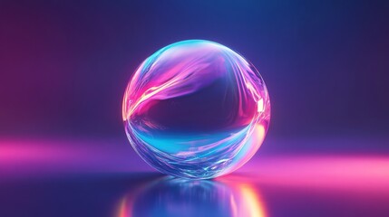 Abstract Glass Sphere with Neon Lights