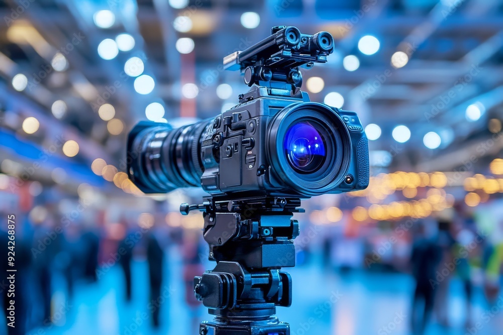 Poster professional videographer operating a high definition camera during a dynamic event