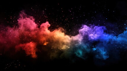 Obraz premium Colorful powder explosion isolated on black background. Abstract colored cloud.