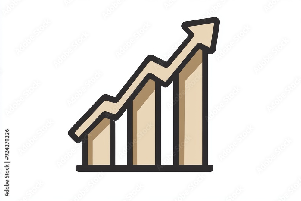 Poster simplistic stair step graph icon illustrating steady progress in a minimalist style