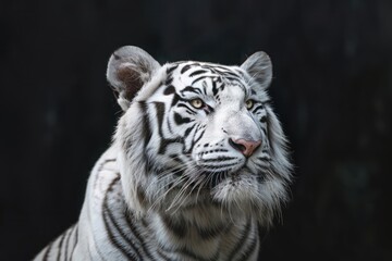 White Tiger portrait on dark background