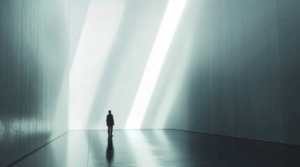 Obraz premium Solitary Figure in a Minimalist Space
