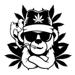 Teddy Bear | Teddy Smoking Weed | Rasta Teddy | Weed Life | Smoking Joint | Marijuana | Teddy Smoking Blunt | 420 | Original Illustration | Vector and Clipart | Cutfile and Stencil