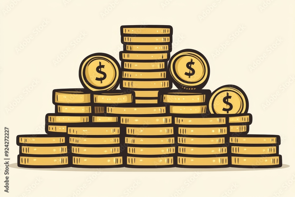 Aufkleber stack of golden coins increasing in size visualizing financial growth and investment accumulation
