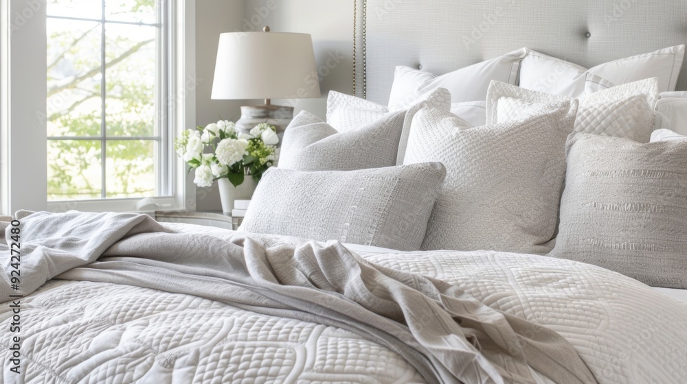 Aufkleber soft light gray linens with a subtly raised pattern add a touch of elegance to this simple yet styli