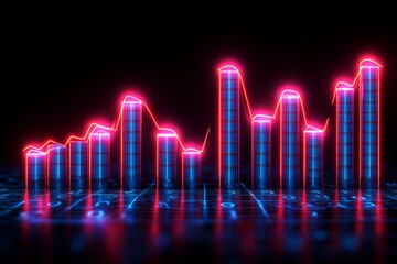 Fototapeta premium Financial graph soaring over a cityscape at night representing economic expansion and the vibrancy of urban economies