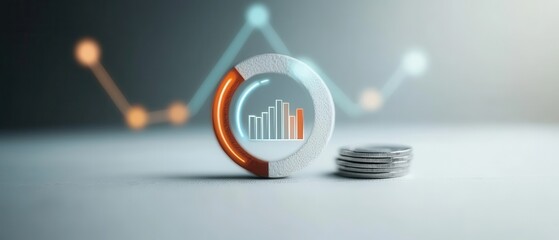 Modern Financial Growth Concept with Stacked Coins and Digital Graph in Futuristic Design