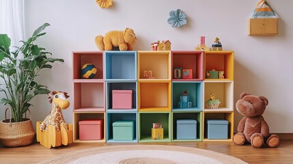 Vibrant Organization. Colorful and fun storage solution for a nursery room