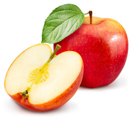 Fresh Red Japanese Apple isolated on white background, Red Apple on white background, With clipping path.
