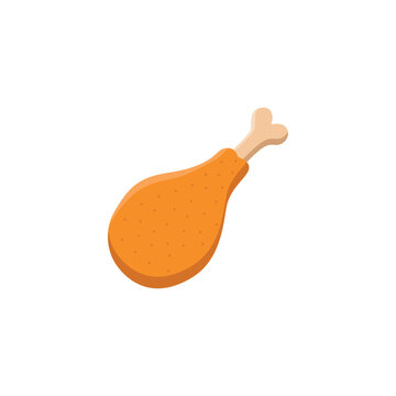fried chicken leg flat vector illustration logo icon clipart