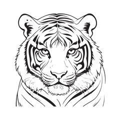 line art tiger on white background. sketch style. Vector graphic icon animal.