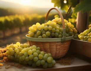 Fresh and delicious grapes after harvesting in the garden