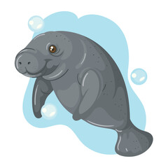 cute cartoon sea cow