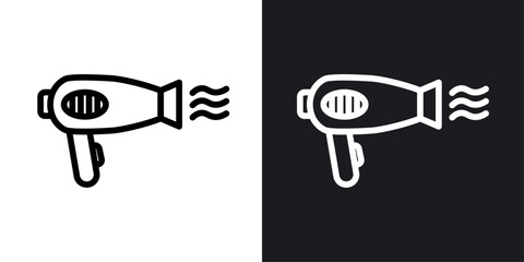 Blow dryer vector icon set in black and white color.