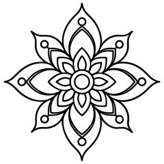 A&nbsp;black and white illustration of a flower mandala design.