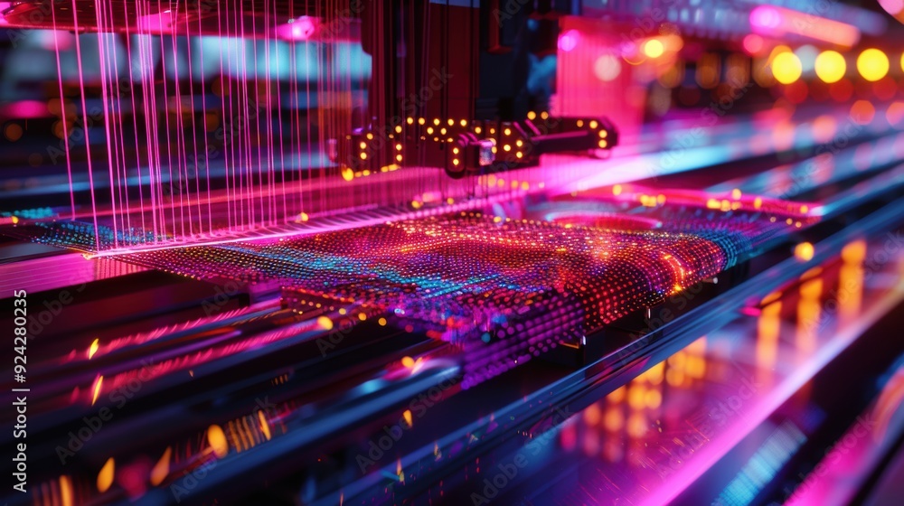 Aufkleber a vibrant, abstract representation of digital technology with colorful lights and intricate patterns