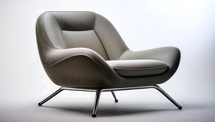 Naklejka premium This image features a black leather office chair, stylishly designed for comfort, isolated on a white background, showcasing its contemporary, ergonomic design with wheels, perfect for a modern worksp