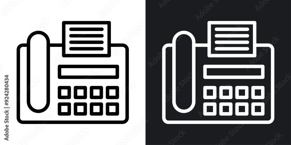 Wall mural fax machine vector icon set in black and white color.