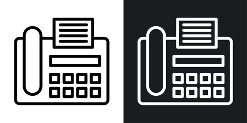 Fax machine vector icon set in black and white color.